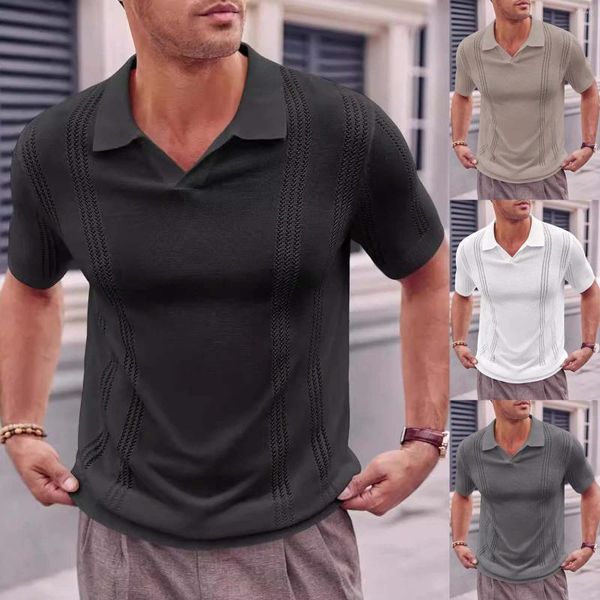 Herren-T-Shirts, Herren-Hemd, BH, Baumwolle, Frühling und Sommer, modisch, gestrickt, Revers, gestreift, kurzärmelig