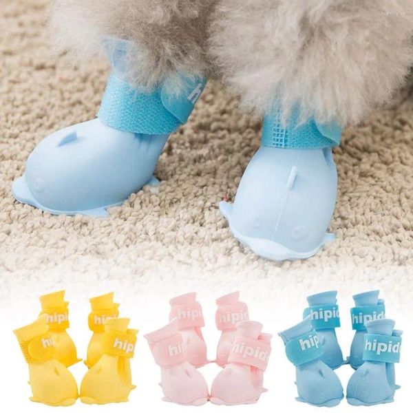 Vestuário para cães Pet Rainshoes Impermeável Sapatos de Silicone Anti-Skid Botas para Pequenos Médios Grandes Cães Gatos Dias Chuvosos Aparecem Supp X9u7