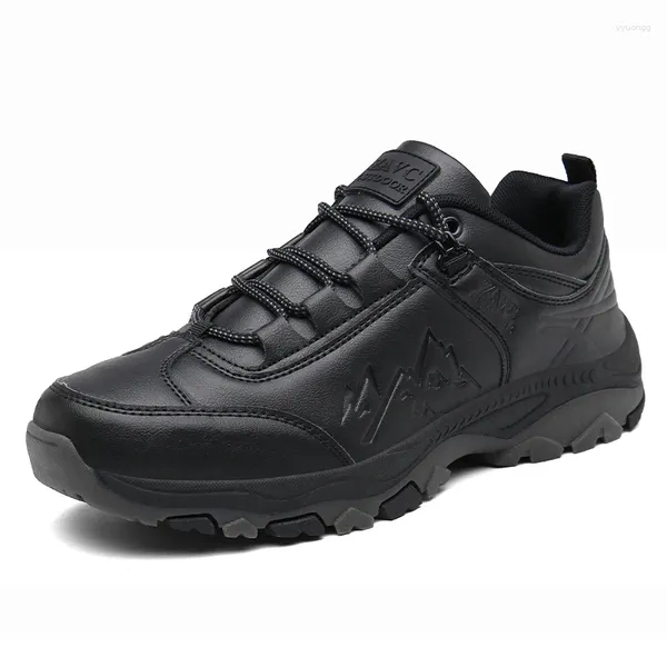 Sapatos casuais masculinos tênis rendas até preto caminhadas ao ar livre baixo-top trekking respirável antiderrapante resistente ao desgaste moda para homem