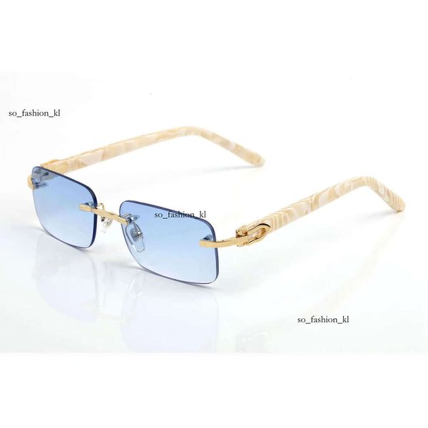 Carrti Bracciali Occhiali da sole Uomo Designerrimless Quadrato Lente blu Pesca Cuore Hardware dorato Lucidatura artigianale Moda Decorare Arm Buff Occhiali da vista in legno 890