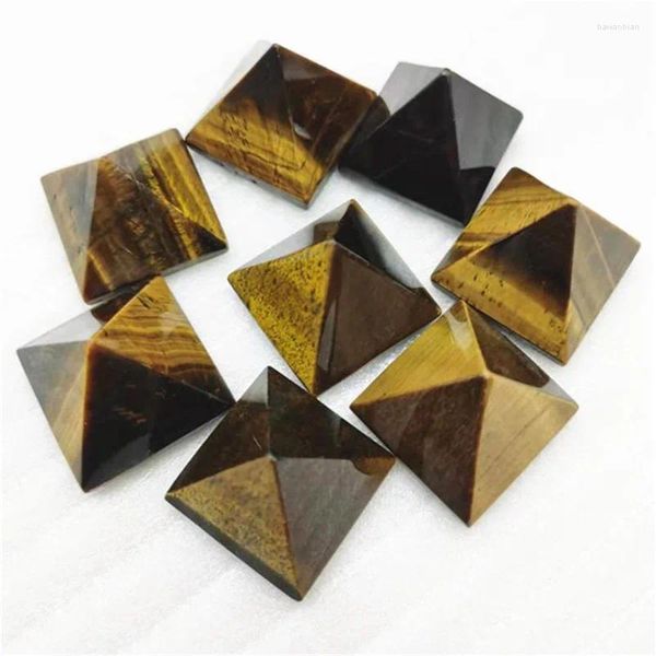 Dekorative Figuren, 30 mm, natürliches gelbes Tigerauge, Steinpyramide, Dekoration für Zuhause, Feng Shui, Ornamente, Kristallheilung