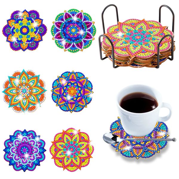 Stitch 6pcs Diamond Painting Diamond Coater Sunset Beach Rhinestones Mandala Drink tazza Cuscino Donsclip Tavolo Isolamento Pad Home Decor