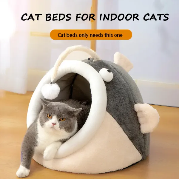 Paspaslar Kış Sıcak Kedi Yatakları Fenershape Oyuncak Kedi Yuvası Çıkarılabilir Kedi Yatağı Yarı Menkul Kıyılmış Pet Kedi Evi Yumuşak Evcil Pet Mağarası Evrensel Uyku Mat