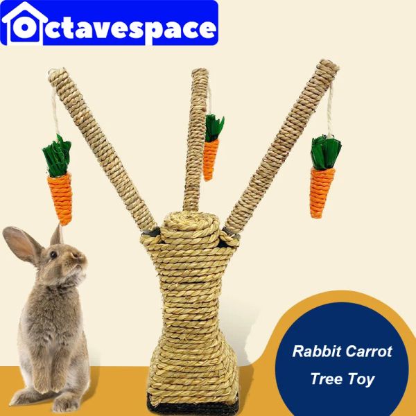 Spielzeug Hase Spaß Kauspielzeug Haustier Kaninchen Spielzeug Karottenbaum Rattan Gras Kratzbaum Kletterbaum Spielen Karottenspielzeug Kleintier Kaninchen Zeug