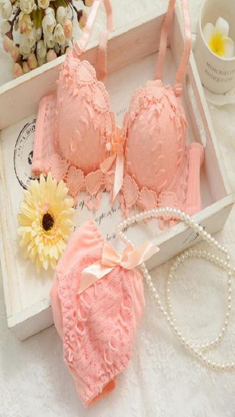 Conjunto de lingerie japonesa bordado fino push up sutiã conjunto sexy roupa interior de renda sutiãs florais para mulher sutiã e calcinha bh1474628