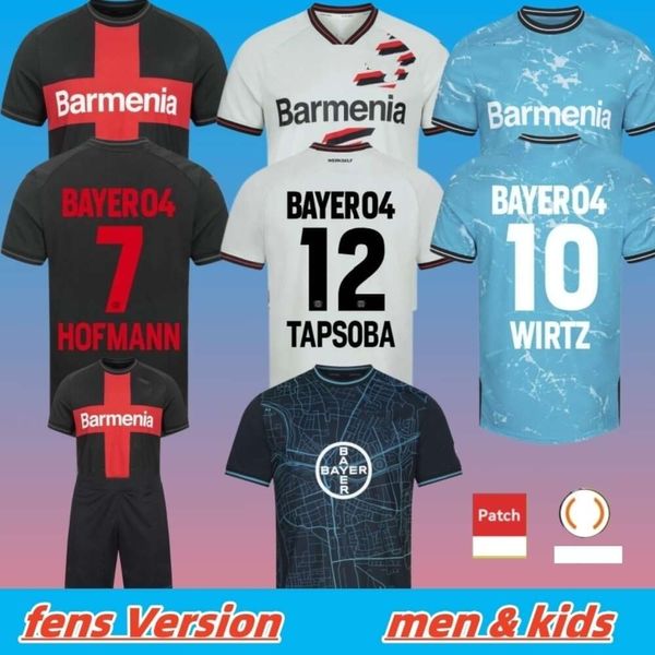 23/24 Bayer 04 Leverkusen 2023-24 Kids Home/Away/Terzo maglia da calcio maschile - Wirtz Boniface Hincapie Hofmann Tapsoba Schick Palacios Frimtone Grimaldo