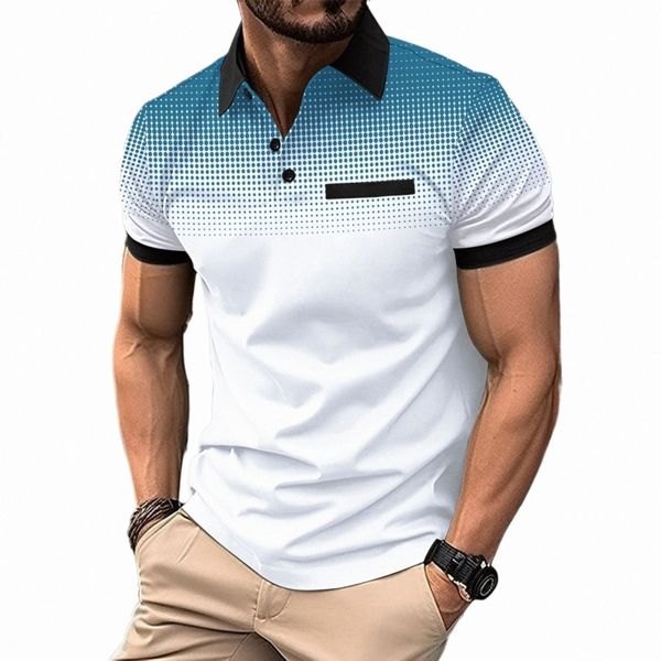 Sommer Herren Revers Kurzarm T-Shirt Kontrastfarbe Polka Dot Poloshirt Sport Golf Busin Slim Poloshirt S-3XL K4RY #