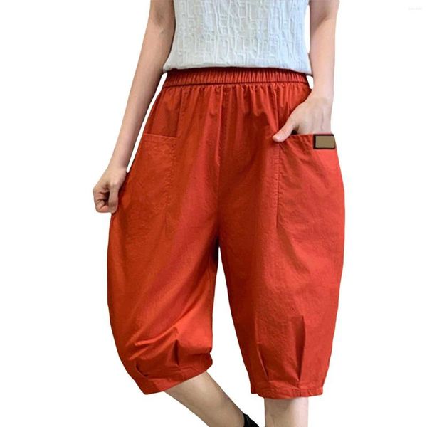 Pantaloncini da donna Pantaloni cargo larghi larghi in lino di cotone sottile estivo da donna Y2k Streetwear Harem taglie forti