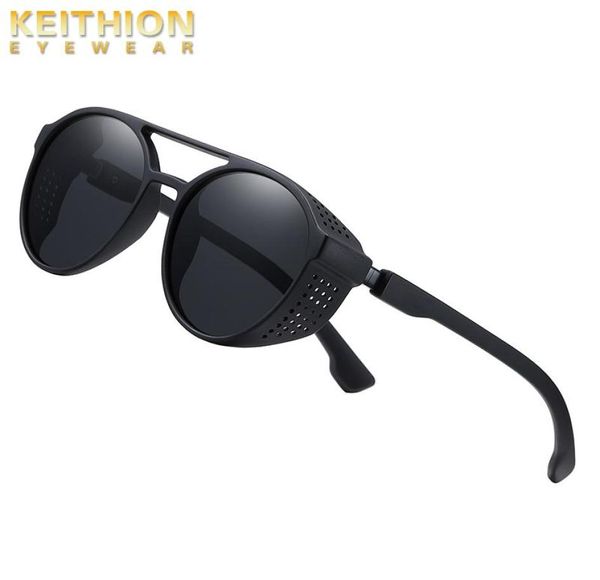 Солнцезащитные очки Keithion Polarized Vintage Steampunk с боковыми щитами мужчины женщины бренд Brand Sun Schles Shades UV4005981183