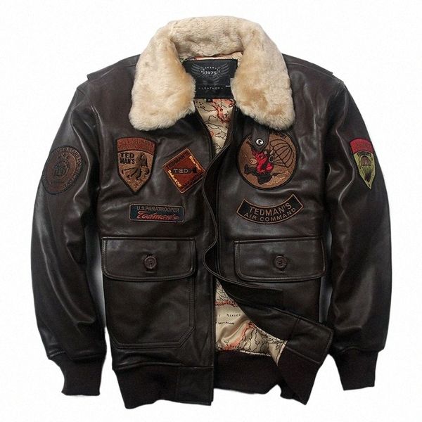 Männer Echtlederjacke Air Force Jacken Motorrad Echtes Leder Fliegerjacke Männer Schaffell Ledermantel Bomberjacke u7Cw #