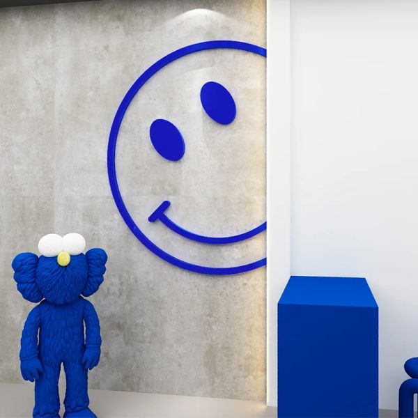 Adesivos rosto sorridente 3d adesivos de parede acrílico criativo decalque da parede diy arte autoadesiva sala estar loja cena decoração