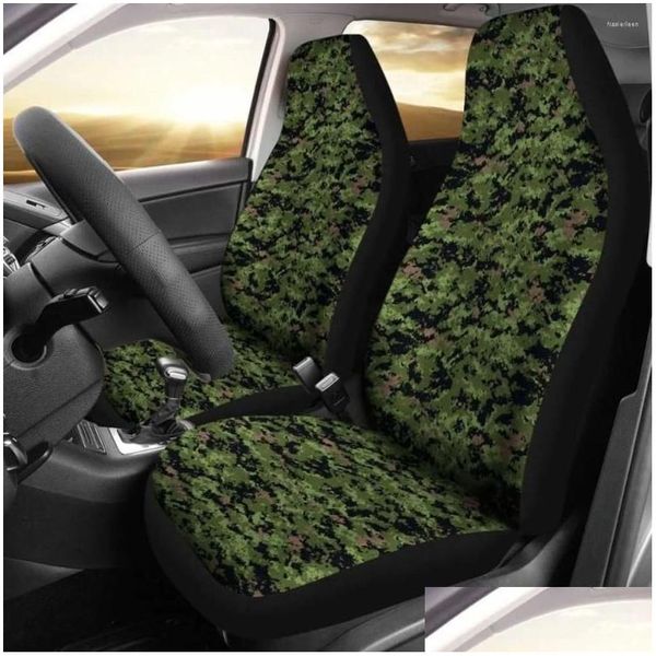 Autositzbezüge Ers Army Green Digital Camouflage 2er-Pack Frontschutz Er Drop Delivery Automobile Motorräder Innenzubehör Ota9C