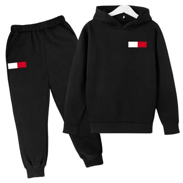 Marca impressão crianças hoodies casaco calça conjunto meninos meninas 312 anos crianças roupas lazer criança moletom outono terno esportivo 240318