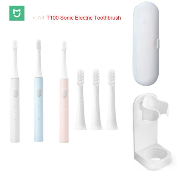 Escova de dentes xiaomi mijia t100 sonic escova de dentes elétrica inteligente usb recarregável ipx7 à prova dwaterproof água para escovas cabeça caixa viagem