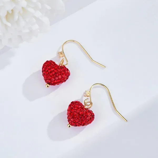 Dangle Ohrringe Big Heart Statement Glitter für Frauen Schmuck Geschenk mit künstlichem Anhänger süß