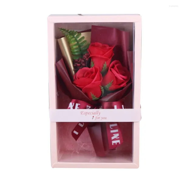 Fiori decorativi Sapone da bagno Fiore di rosa Bouquet floreale fatto a mano Confezione regalo per matrimonio Compleanno Natale Anniversario San Valentino