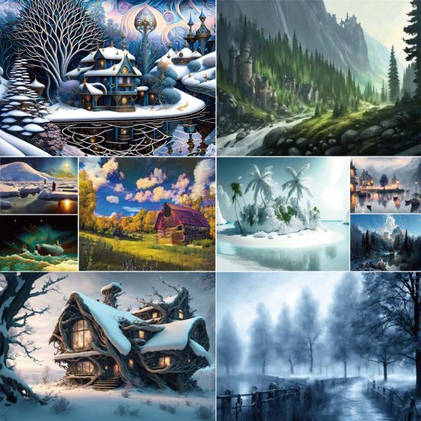 Número paisagem natureza pintura por números 40x50 adesivos cartazes kit de artesanato para adultos decoração de casa presente da criança dropshipping 2023 novo