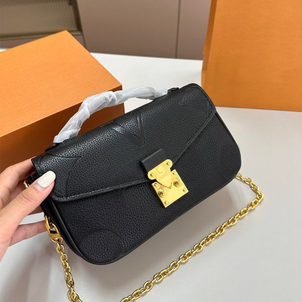 Mulheres Micro Metis Messenger Chain Crossbody Bolsa de Ombro Luxo Designer Carta Embossing Flor Bolsa Senhora Embreagem Designer Carteira Bolsa