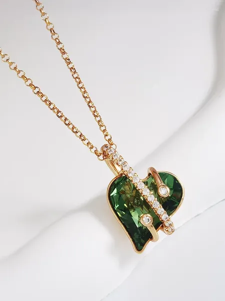 Collane con ciondolo Collana a cuore alla moda realizzata con cristalli austriaci per gioielli femminili, regalo di San Valentino, bijoux da donna alla moda