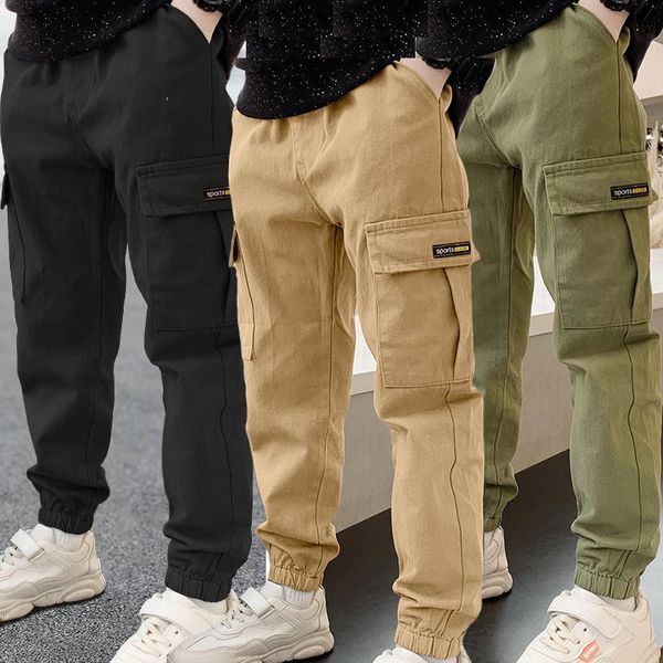 Весенне-осенние штаны для мальчиков, повседневные длинные стильные брюки для детей 312 лет, подростковые спортивные штаны на открытом воздухе 240315