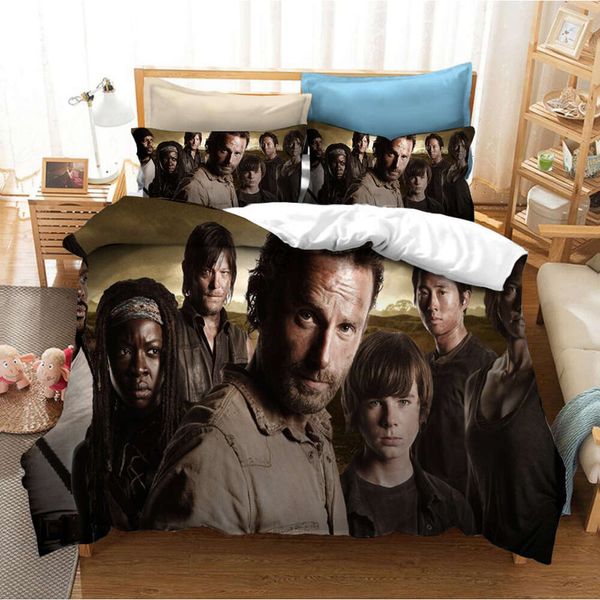 The Walking Dead 3D Impresso Capas de Edredão Fronhas Conjunto de Cama Consolador Roupa de Cama Roupa de Cama