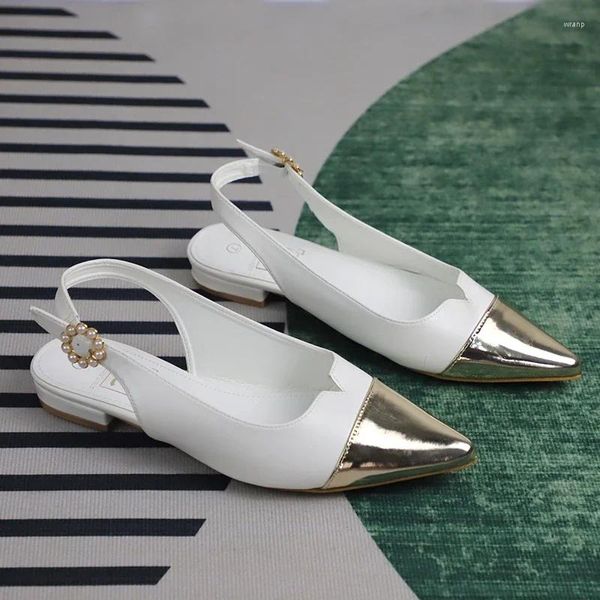 Scarpe Basse Casual 75 Punta a punta da donna Shallow Fashion Designer di marca Slingback Concise Bianco Elegante 22378