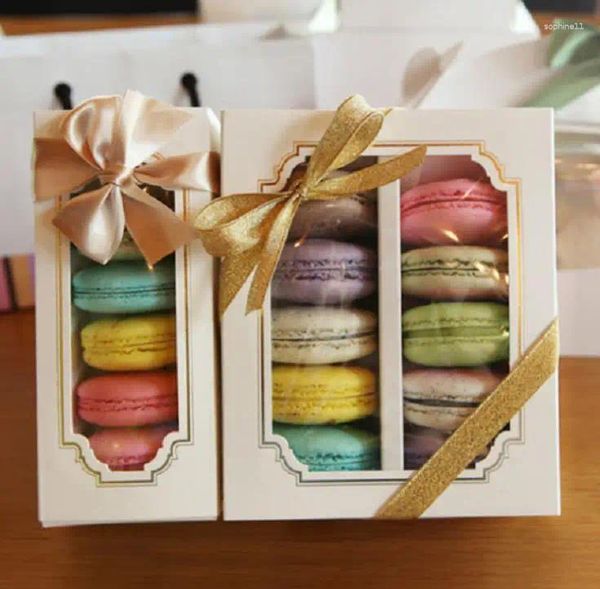 Confezione regalo 200 pezzi Finestra Macaron Box Torta Scatole per alimenti Confezione di biscotti 200 pezzi / lotto SN1115