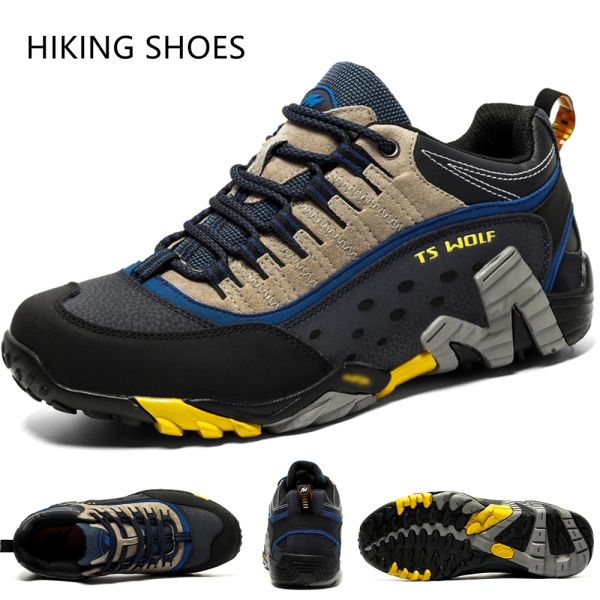 Botlar yüksek kaliteli açık spor yürüyüş ayakkabıları erkekler kadınlar iz trekking gerçek deri dağ tırmanışı ayakkabıları su geçirmez spor ayakkabı