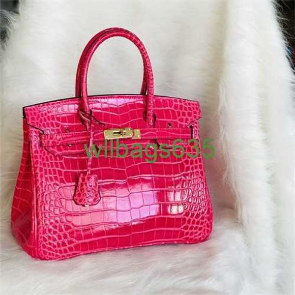Bk Крокодиловые сумки Trusted Luxury Handbag High Sense Большой бренд из крокодиловой кожи Платиновая сумка Яркая женская сумка Европейская и американская мода с логотипом HBNB