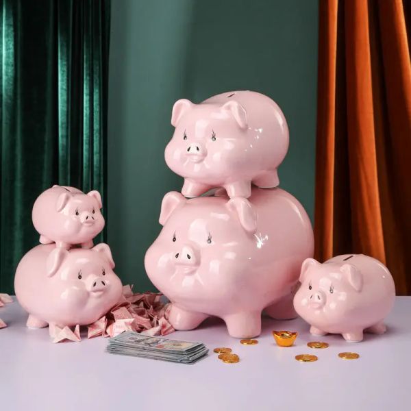 BOXE CINETTO MONEGNO MONEGNI Monete monete in ceramica per bambini segreti che salvano nascosto maiale in maiale in porcellana rosa porcellana regalo per adulti facilmente