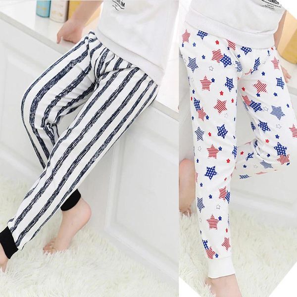 Pantaloni Leggings termici caldi per ragazzi e ragazze Pantaloni da indossare all'interno Pantaloni per bambini a righe Cartoon Animal Design Casual Home