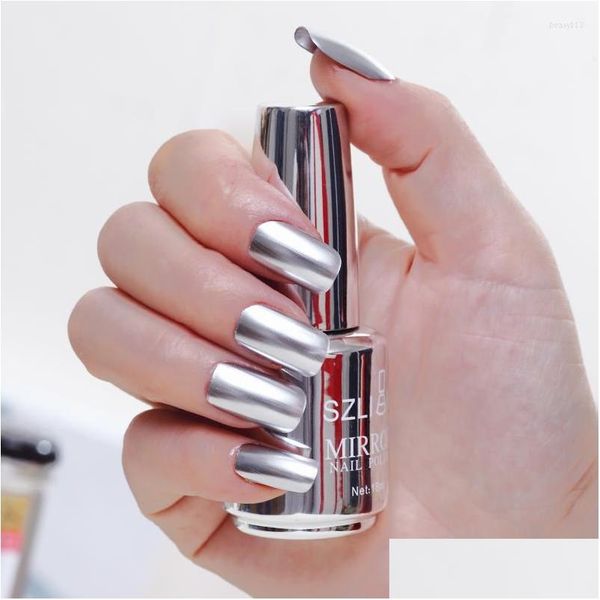 Smalto per unghie Metallic Mirror Glitter Vernici Metal Sier Art 18Ml Drop Delivery Dhnck