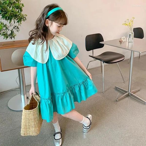 Mädchen Kleider Baby Kleinkind Mädchen Sommerkleid Kinder Kurzarm Lose Großer Kragen Für Mädchen Süße Outfits Kleidung Passt 1-8 Jahre