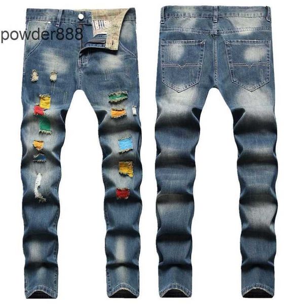 2024 Nuova gamba dritta per uomo Designer Hip Hop Moda Uomo Pantaloni Jeans di alta qualità Viola Moto Cool Denim Pant LX3L