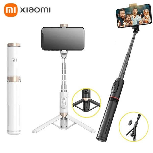 Selfie Stick Teleskopik Çubuk Telefon Tripod Mobil Stand Bluetooth Uzaktan Kumanda Halkası Işık Mini 240309