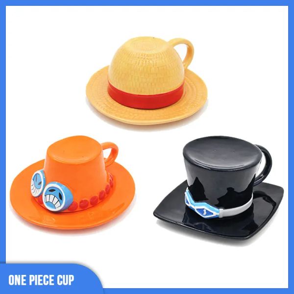 Werkzeuge Anime One Piece Becher Wasser Tasse Cosplay Kreative Drei Brüder Hut Geformte Kaffeetasse Ace Sabo Keramik Tasse Für parteien Anime