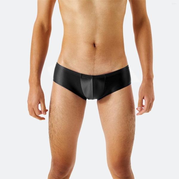 Underpants Mens Crotch senza cucitura lucida altissima canotta di pelle setosa uomo grande breve costume occidentale slip traspiranti biancheria intima