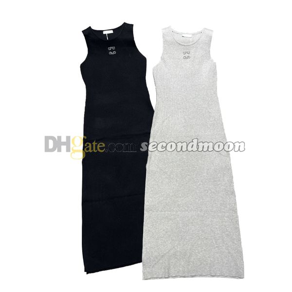 Sexy Split-Kleid für Damen, figurbetonte lange Kleider, lässiger Stil, Strickkleid, atmungsaktive ärmellose Kleider