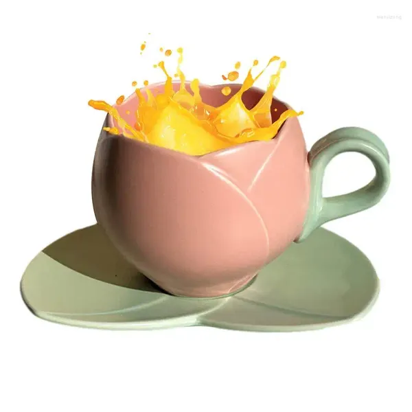 Кружки милые цветочные чайные чашки керамические цветочные кофейные кружки с формой для семейного сбора шоколадного молока