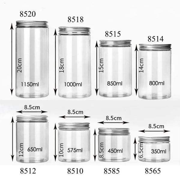 Gläser 5pcs / Los Plastikglas Plastikfutter Flasche süßer Keks Haustier Plastikrohr Aluminium Mütze Flasche