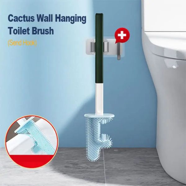 Pincéis Cactus Bashat Brush No Corner Dead TPR Bristles Bristles Bush Wall Hang Limping Brush com Kit de limpeza do suporte Acessórios WC