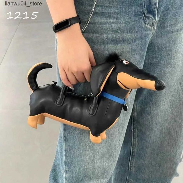 Sacos de noite dos desenhos animados salsicha cão em forma de bolsa para mulheres carteira bolsa de ombro crossover design mini embreagem q240225