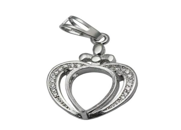 Beadsnice collana in argento sterling con vassoio, ciondolo a forma di cuore, cabochon vuoto, regalo per gli amici ID 340522211696