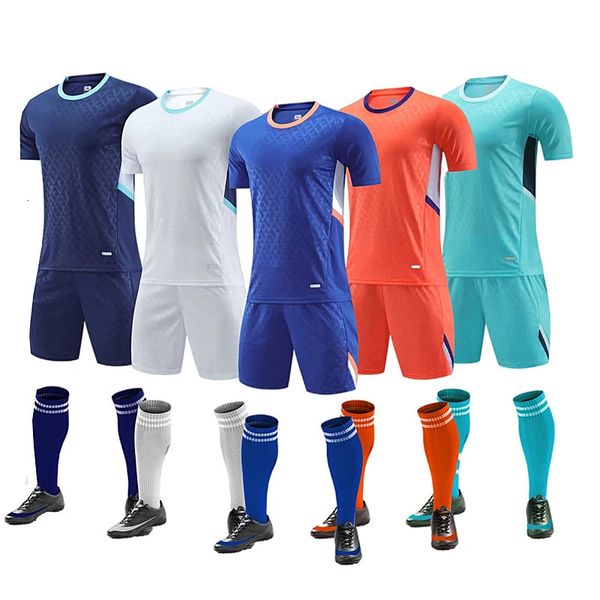 Homens crianças uniformes de futebol kits survetement camisas de futebol juventude conjuntos de treinamento meninos meninas manga curta terno esportivo 240318