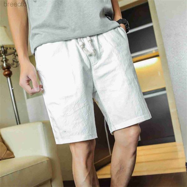 Herren-Shorts, Herren-Shorts, Baumwoll-Leinen, lässige Shorts, weiß, lockeres Gepäck, Sommer-Grifftasche, Herren-Straßenshorts, Alltagskleidung, Pantalones, eng anliegender BH 24325