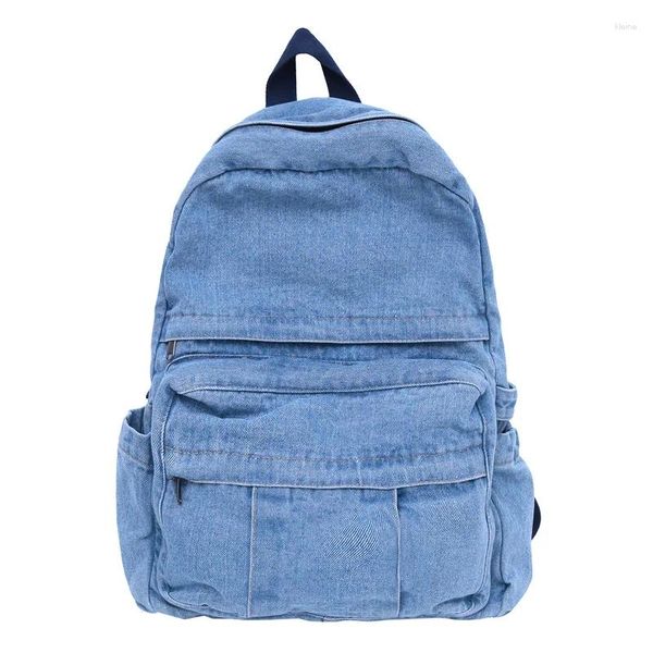 Sırt çantası mavi denim kadınlar için sırt çantaları pamuk boş zamanları veya seyahat çantaları unisex büyük kapasiteli tuval satchels kumaş Kore Okulu