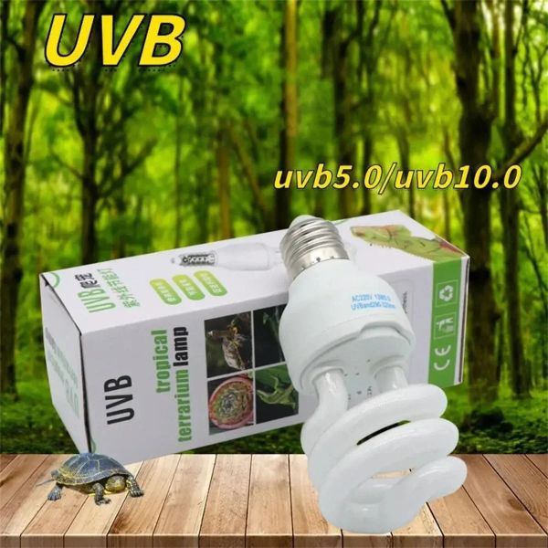 Iluminação uvb 5.0 10.0 réptil lâmpada de poupança energia luz réptil luz uv para anfíbio tartaruga cobra animal estimação 13w 26w, 110v 220v