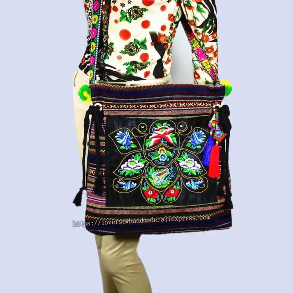 Bolsas de ombro Taxas Vintage Hmong Tribal Étnica Thai Boho Bag Mensagem para Mulheres Bordado Tapeçaria SYS-560