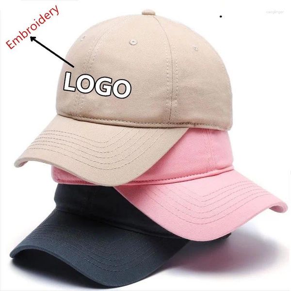 Top Caps Unisex 1 PC Özel Logo Nakış Beyzbol Kapağı Erkek Kadınlar DIY Rahat Pamuk Dad Şapka Kamyoncular Snapback Hats