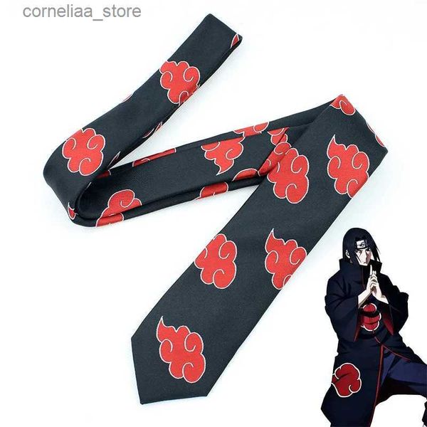 Hals Krawatten Halskrawatten Anime Krawatte Rot Cloud Symbol Cosplay Kostümzubehör Kakashi Männer Frauen Cosplay -Kleidung Requisite Halloween Geschenke Y240325